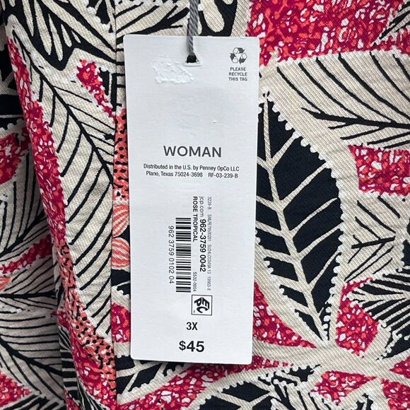 Liz Claiborne Tropical Hawaiian Blouse 3X Vacation Slimming Lightweight - Picture 6 of 9